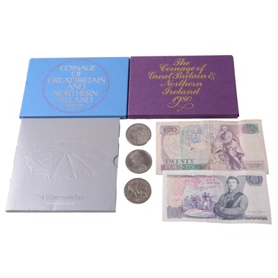 Lot 290 - Collection of George III and later British coins and banknotes, some silver content.
