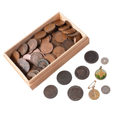 Lot 194 - Collection of 19th century and later coins and tokens, some silver content.