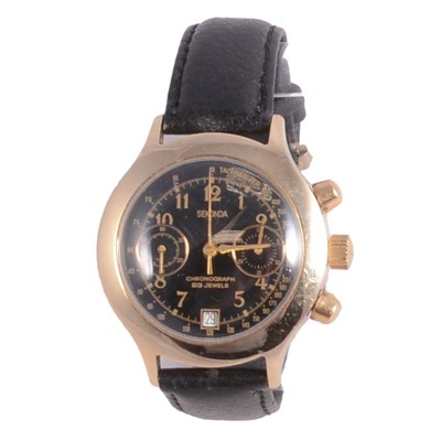 Lot 1012 - Sekonda - a gentleman's vintage gold-plated manual wind chronograph wristwatch.