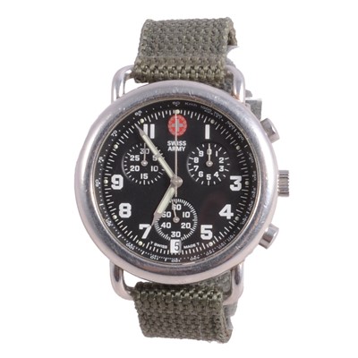 Lot 1032 - Swiss Army - a gentleman's vintage chronograph stainless steel quartz wristwatch.
