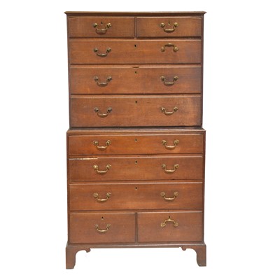 Lot 470 - George III oak chest on chest