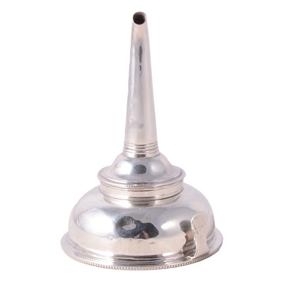 Lot 206 - A George III two part silver wine funnel, Thomas Ollivant, London 1789