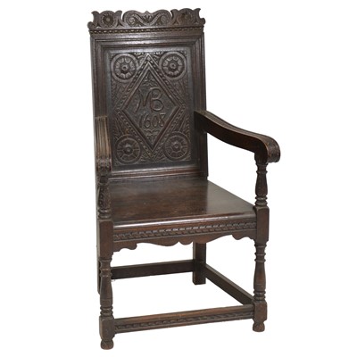 Lot 427 - Victorian carved oak wainscot chair