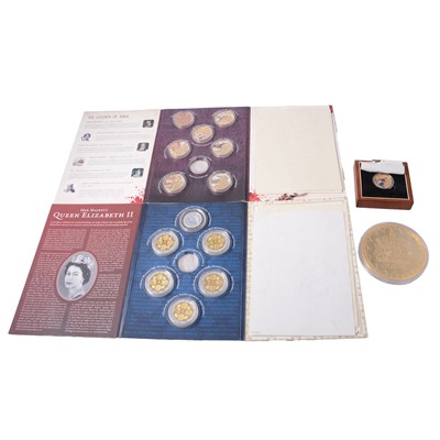 Lot 188 - Silver Sovereign Coin, royal and other commemorative coins and medals, some gold-plated.
