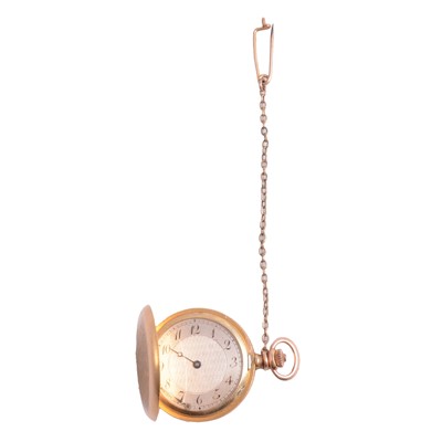 Lot 1098 - A full hunter fob watch, 585.
