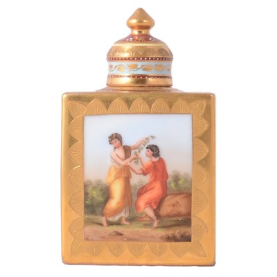 Lot 65 - A Vienna porcelain rectangular tea caddy and cover