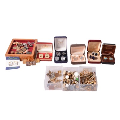 Lot 540 - A collection of vintage costume jewellery cufflinks, tie bars and dress studs