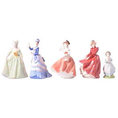 Lot 50 - Fourteen Coalport, Royal Doulton and other china lady figures