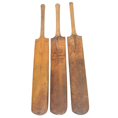 Lot 129 - Cricket interest: three Victorian presentation cricket bats presented to S W Widdowson