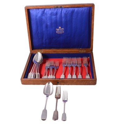 Lot 256 - Victorian Irish silver flatware, Richard Whitford Dublin 1870, fiddle pattern.