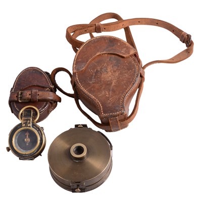 Lot 50 - Victorian lacquered brass prismatic sighting compass and a World War I marching compass