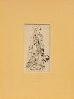 Lot 156 - Small portfolio of assorted artists, New English Art Club material, sketches, linocuts, drawings.