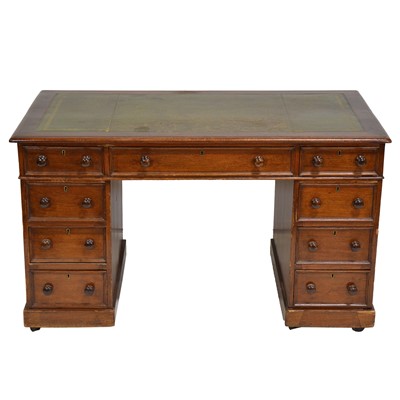 Lot 202 - Victorian mahogany twin pedestal desk and a campaign chair