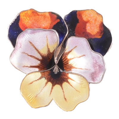 Lot 415 - David Anderson of Norway - a enamelled pansy brooch marked Sterling 925.