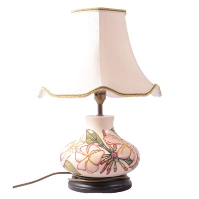 Lot 74 - Moorcroft Pottery, Frangipani pattern table lamp