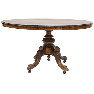 Lot 427 - Victorian walnut and marquetry oval table,...