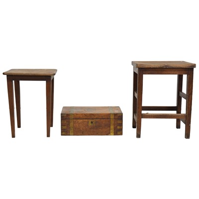 Lot 215 - Victorian writing box, machinist's stool and a stand