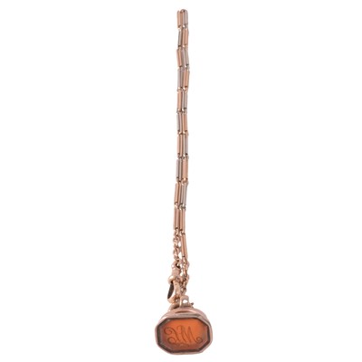 Lot 365 - A yellow and white metal Albert watch chain and fob.