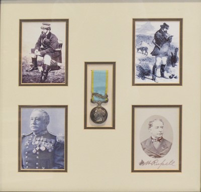 Lot 374 - The Crimean War Medal, Sebastopol Bar, framed, and a facsimile Victoria Cross