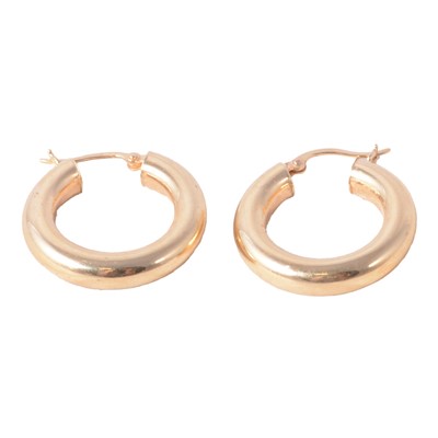 Lot 332 - A pair of yellow metal earrings marked 585.