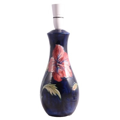 Lot 2 - Walter Moorcroft for Moorcroft - a blue ground Hibiscus table lamp