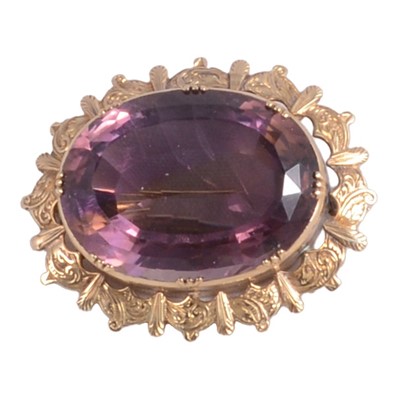 Lot 234 - An amethyst brooch.