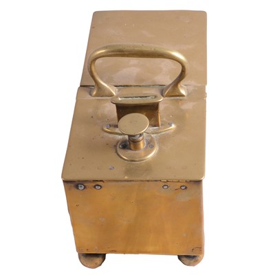 Lot 69 - Brass honesty tobacco box.