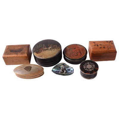 Lot 156 - Russian circular lacquered box, and other trinket boxes