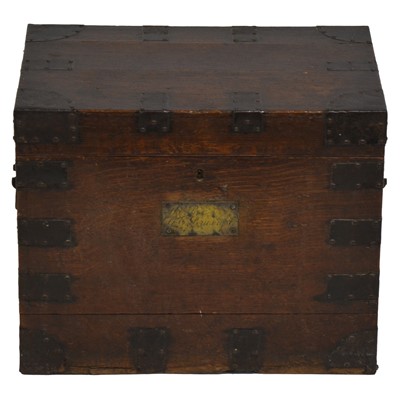 Lot 342 - Victorian oak and metal mounted strong box