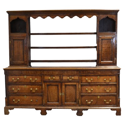 Lot 225 - George III oak and mahogany dresser
