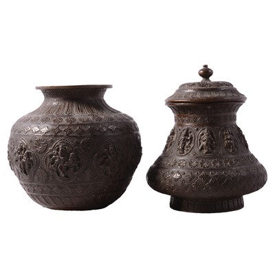 Lot 82 - Two Indian cast metal jars.