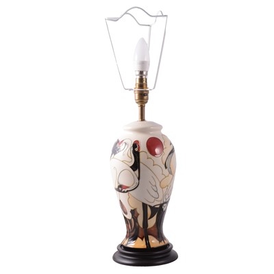 Lot 92 - Moorcroft Pottery, 'Cranes of Kashmir' table lamp