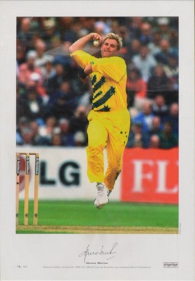 Lot 333 - Cricket interest: signed photographic print of Shane Warne