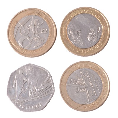 Lot 286 - Twenty commemorative £2 coins, and twenty-two commemorative 50p coins.