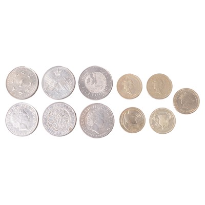 Lot 284 - Six commemorative £5 coins, and five commemorative £2 coins.