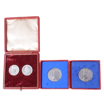 Lot 276 - Four royal commemorative silver medals.