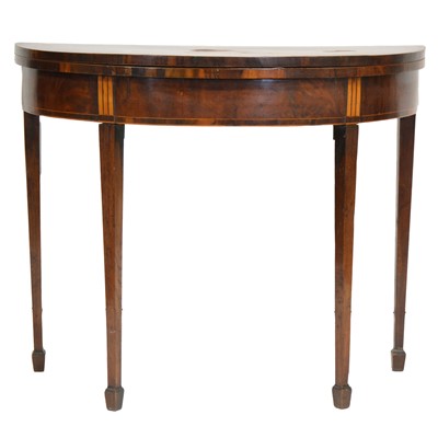 Lot 408 - George III marquetry demi-lune card table