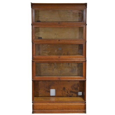 Lot 472 - Globe Wernicke five-section oak bookcase