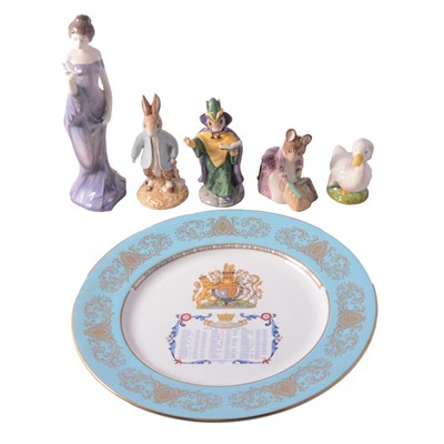 Lot 117 - Beswick and Royal Doulton Beatrix Potter figurines, Mystic Bunnykins, and other decorative ceramics.