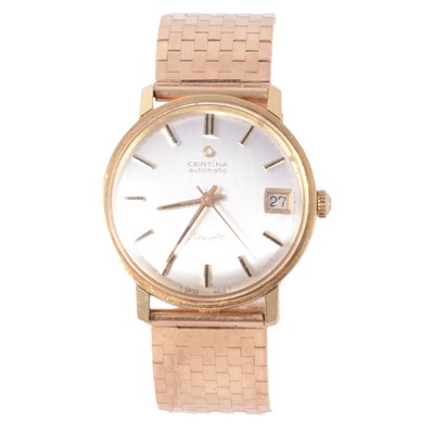 Lot 1013 - Certina - a gentleman's 9 carat yellow gold New Art automatic bracelet wristwatch.