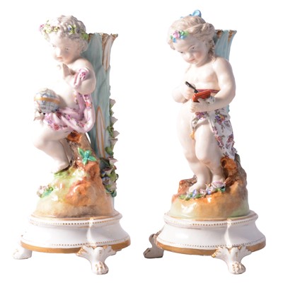Lot 99 - Pair of Meissen style porcelain allegorical figures