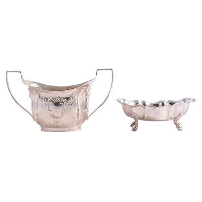 Lot 124 - Silver sugar bowl and bonbon dish