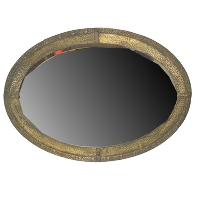 Lot 411 - Arts and Crafts style brass framed wall mirror