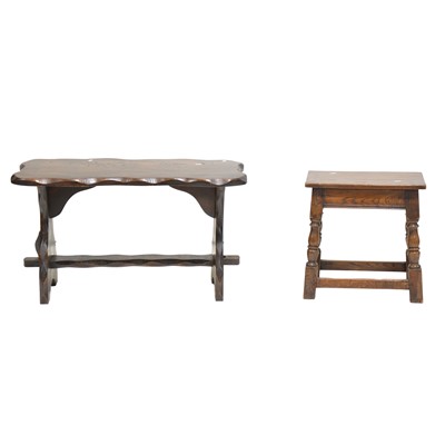 Lot 413 - Small trestle table and a small joint stool