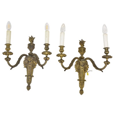 Lot 188 - Set of four gilt metal wall lights