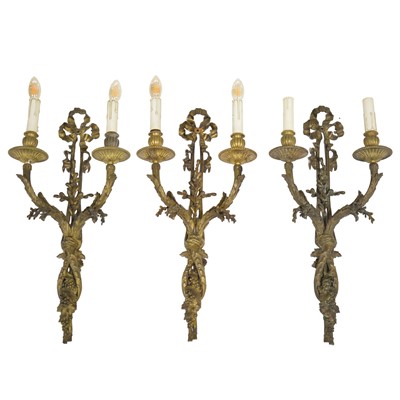 Lot 193 - Set of three ormolu wall sconces