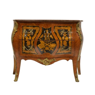 Lot 289 - 20th Century French marquetry serpentine commode