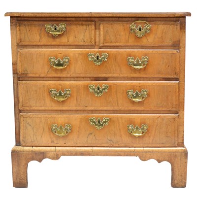Lot 306 - George III walnut chest of drawers, of small proportions