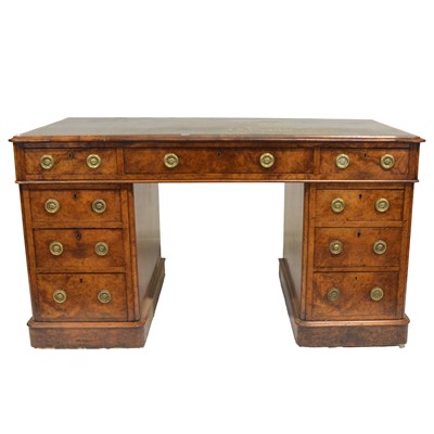 Lot 291 - Victorian walnut twin pedestal desk