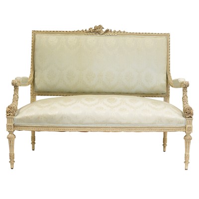 Lot 292 - French carved and painted wood settee